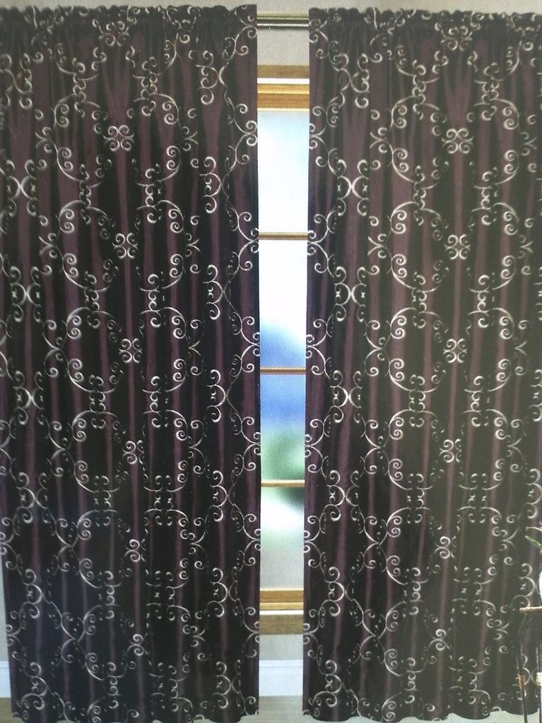 54 x 84 Window Curtain Panel Embroidered Taffeta Lined Interlined