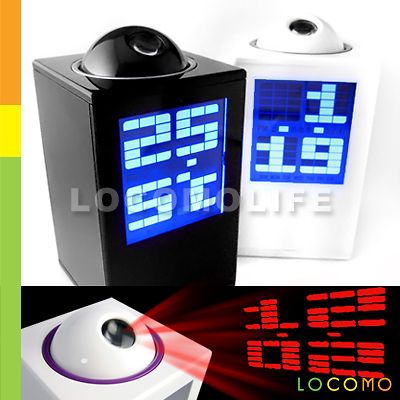 Projection Desk Alarm Clock LED Light Projector BLACK