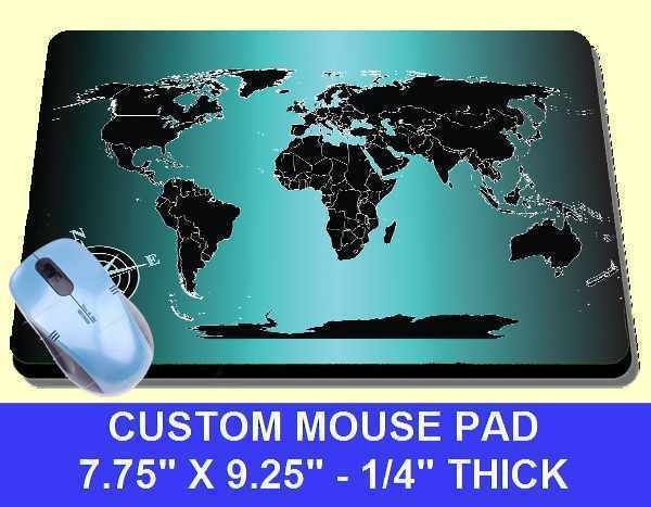 mousepad mouse pad mat high quality 1/4 thick blue green globe earth