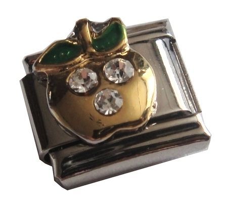 Italian Charm N77   APPLE CLEAR GEMS   April CZ Charms