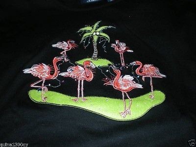 CHRISTMAS FLAMINGOS DECORATING PALM SHIRT TOP 2X