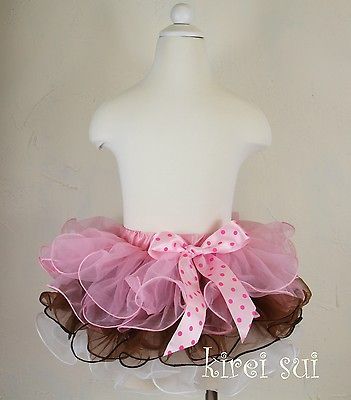 Light Pink Brown White Petal Pettiskirt Tutu Birthday Party Pageant 1