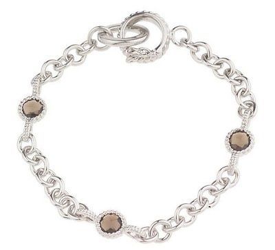 ANTHONY NAK STERLING SILVER 1.00 CT SMOKY QUARTZ 8L BRACELET 