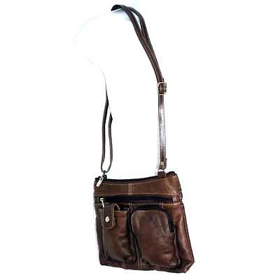 Soft Brown Genuine Leather Cross Body Organizer Shoulder Multi Purpose