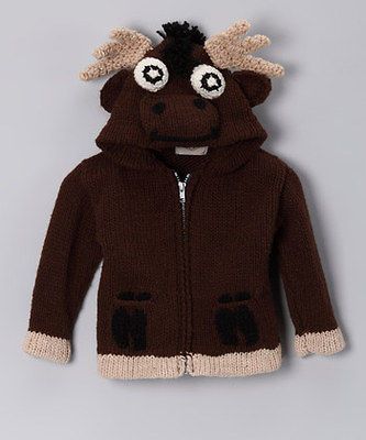 Earth Ragz moose wool zip up hoodie boys size 2 2T