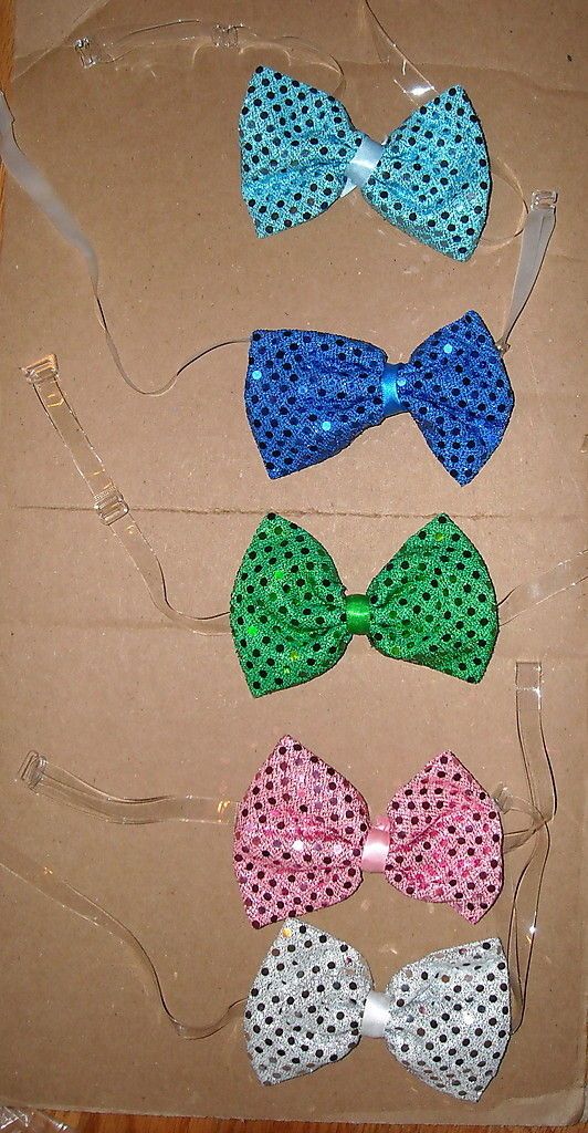 NEW FAUX SEQUIN Adjustable neck BOW TIES Unisex DANCE