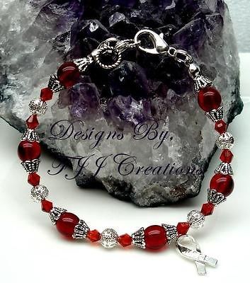 ~SWAROVSKI BEADS~HOPE RIBBON~Awareness JEWELRY BRACELET~SUPPORT~GIFT