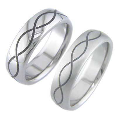 SHINY or BRUSHED Infinity ∞ Etch Mens Titanium Wedding Bands Ring