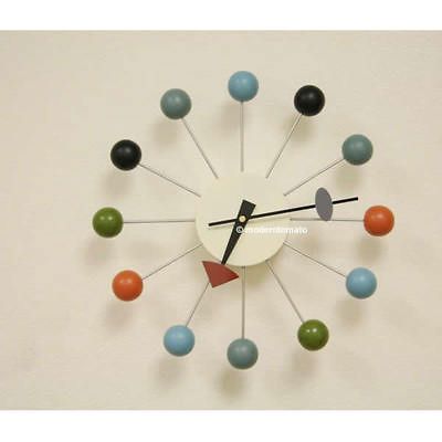 mid century danish modern nelson style sunburst ball wall clock