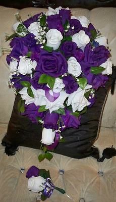 Silk Bridal Bouquet and Groom Boutonniere Special