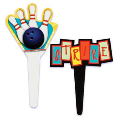 BOWLING CUPCAKE PICKS Cake Decorations Toppers Sports bowl Party