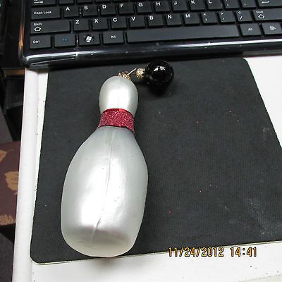 DEPT 56 Bowling Pin & Ball Ornament of Blown Glass Nice