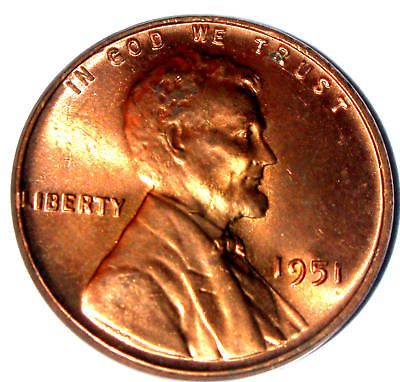 1951 P LINCOLN WHEAT CENT BRILLIANT UNCIRCULATED