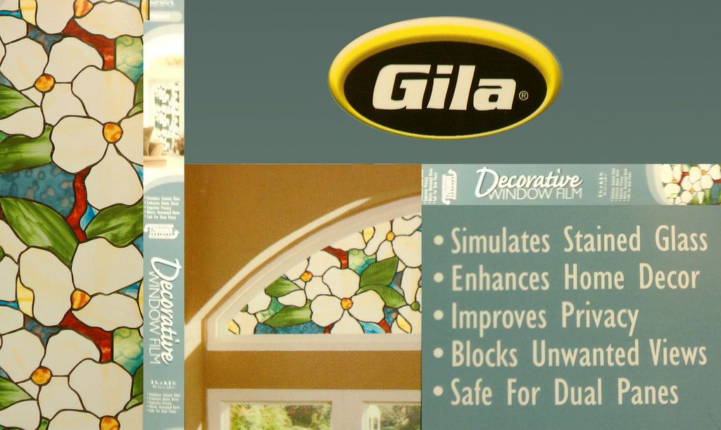 Gila Decorative Window Film Dogwood Simulates Stained Glass 3ft x 6