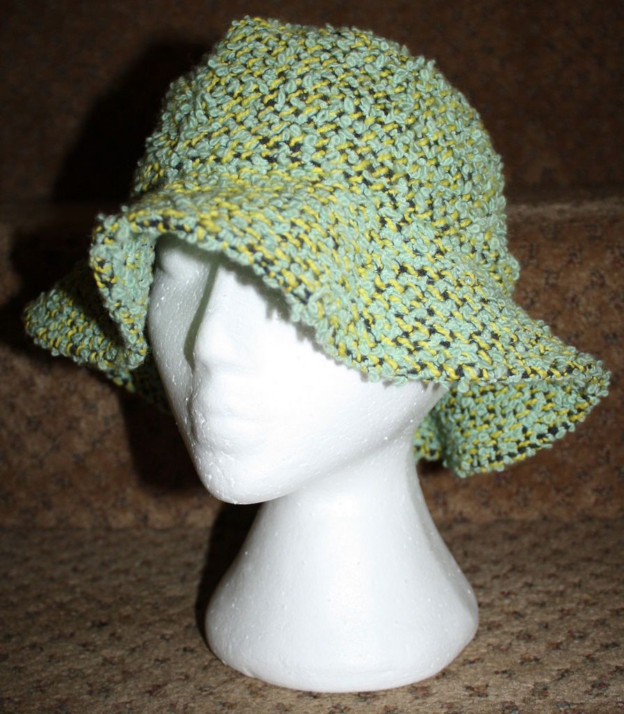 CHANEL Blue Yellow Boucle Bucket Brim Hat 58