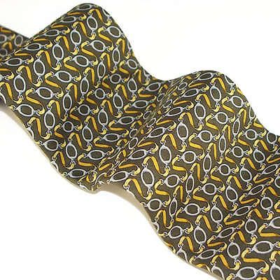 BROOKS BROTHERS Olive Yellow Gray Straps Tie EXC