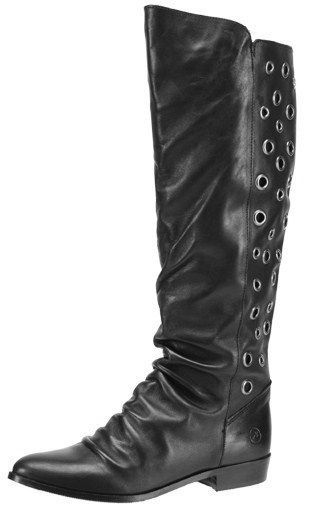 BRONX BLK/GREY WESTERN/RIDING KNEE BOOT EYELET BACKTRIM