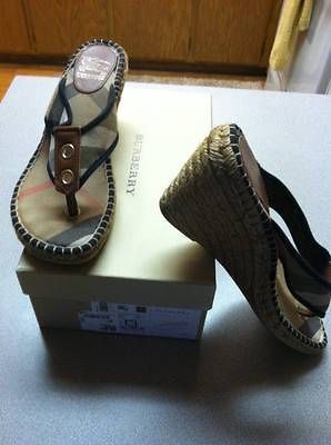 Burberry Nova Check Sandals Espadrilles Thongs 41 10 w/BOX EUC