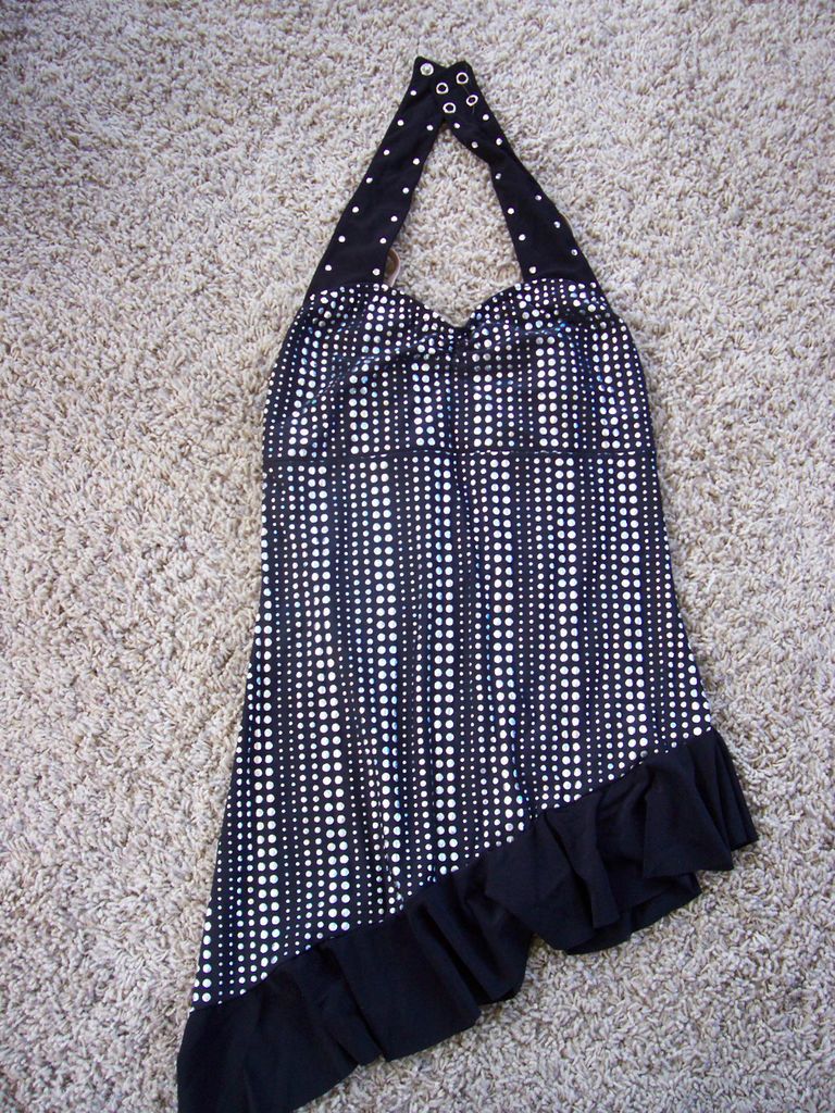 Dance costume black silver dots biker shorts and top Small Adult