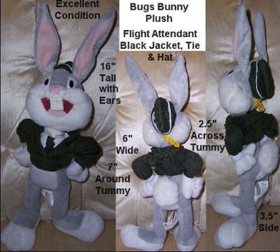 Looney Tunes Bugs Bunny Plush Black Jacket, Tie & Hat