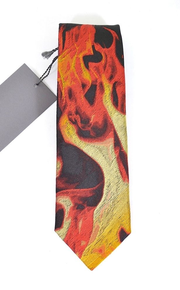 ALEXANDER McQUEEN WOVEN SILK FIRE CLASSIC TIE BNWT 100% AUTHENTIC  