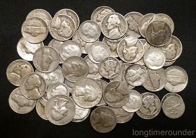 LOW START PRICE **1/2 LB. LOT pre 1965 OLD US JUNK SILVER COINS