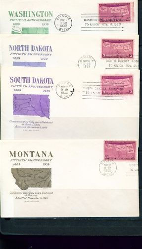 Four FDCs Scott#858 16 Cachet/Grimsla nd All 4 Cancel UA