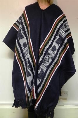 AMERICAN TRADITIONAL STYLE QUALITY 100% WOOL PONCHO CAPE INCA LLAMAS