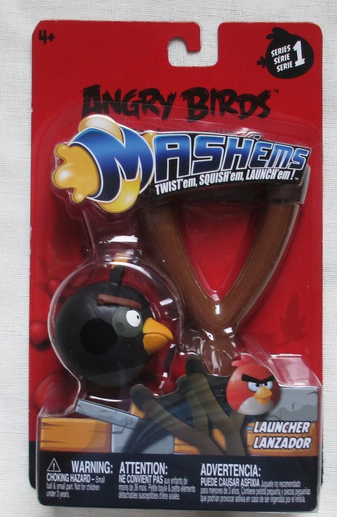 NEW SERIES 1 ANGRY BIRDS MASHEMS SLINGSHOT LAUNCHER W/ BLACK BIRD