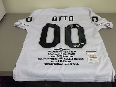 JIM OTTO AUTOGRAPHED OAKLAND RADIERS STAT FOOTBALL JERSEY, JSA