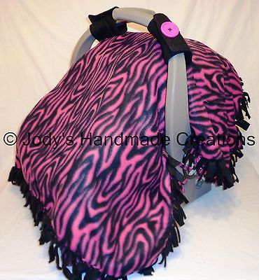 ZEBRA FLEECE / INFANT / BABY CARSEAT CANOPY / TENT / COVER   HANDMADE