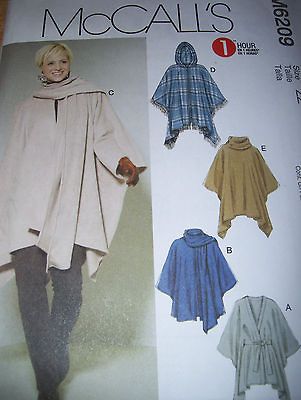 McCALLS #M6209  LADIES (1 HOUR ~ 5 STYLE) WRAP or PONCHO w/BELT