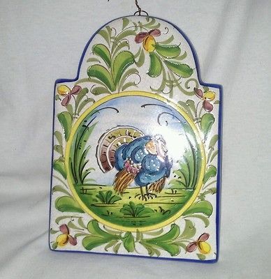 Art terracotta Turkey wall tile Italy pottery Cer Brogi hand paint