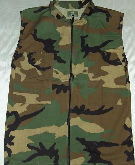 VEST WOODLAND CAMOUFLAGE 2 FRONT POCKETS XS,S,M,L,XL