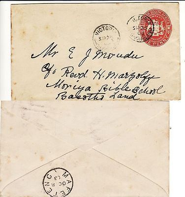 Rhodesia to Basutoland VICTORIA Mashonaland 1d EVII Arms Stationery