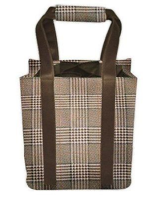 BELLEMONDE PARTY TO GO WINE TOTE MANOR HOUSE PLAID BOTTLE BAR LIQUOR