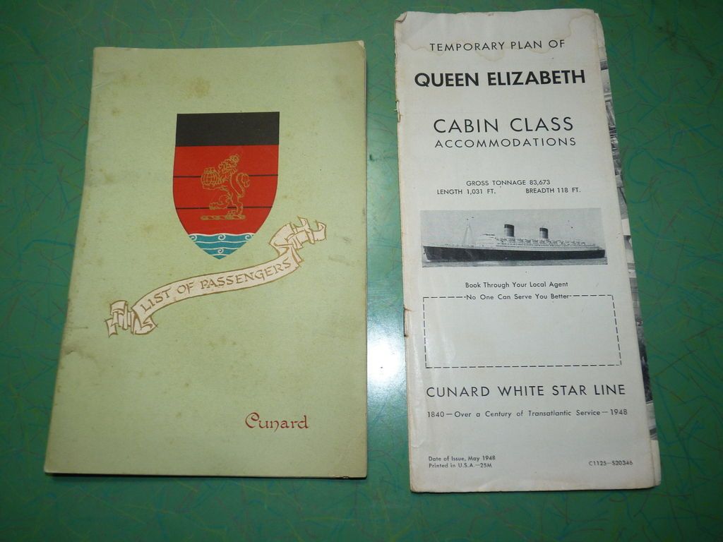 ANTIQUE VTG CUNARD LINE RMS QUEEN ELIZABETH OCEAN LINER CRUISE SHIP