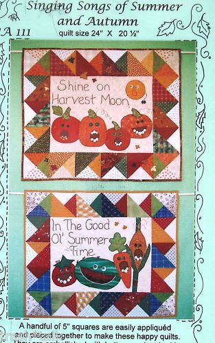 Mini Quilt pattern Jack O Lantern Pumpkins Veggie face