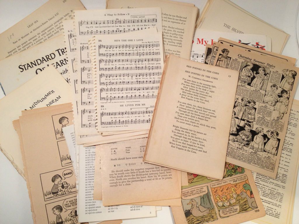 75 VINTAGE EPHEMERA BOOK PAGES LOT PAPER PACK NEUTRAL FOR COLLAGE