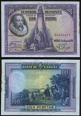 Spain 100 Pesetas Banknote Don Quixote & Miguel Cervantes P76a XF+