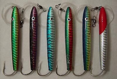 Rigged Cedar Plugs Mylar FInish   6 Pieces w/Lure Bag