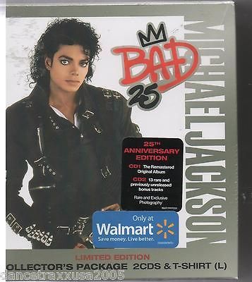 Jackson Bad 25th Anniversary Edition CD & T Shirt  Exclusive