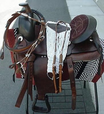 13 NEW TAN OILED LEATHER WESTERN SADDLE PACKAGE GREAT BUY