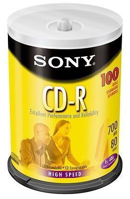 Sony Cdr 80min/700mb Cd r Spindle 100