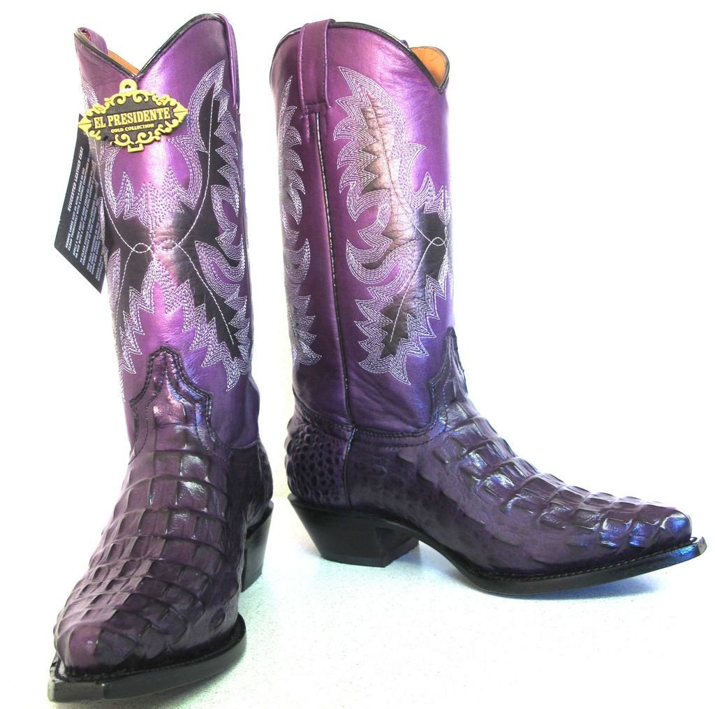 WOMENS CROCODILE ALLIGATOR BACK CUT DESIGN WESTERN COWBOY BOOTS SHOES