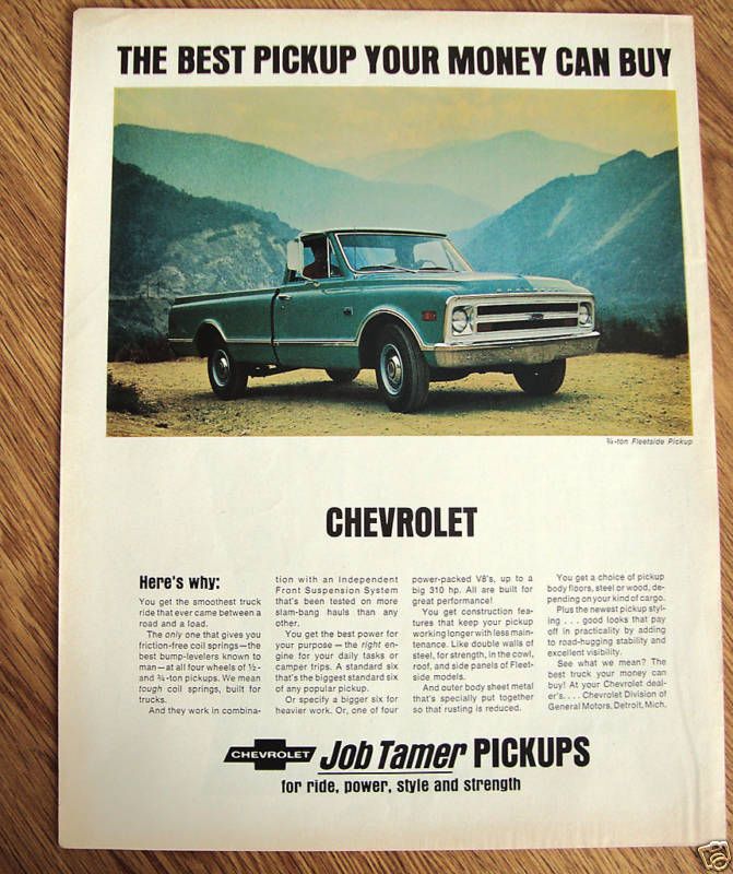 1968 Chevrolet 3/4 ton Fleetside Pickup Ad