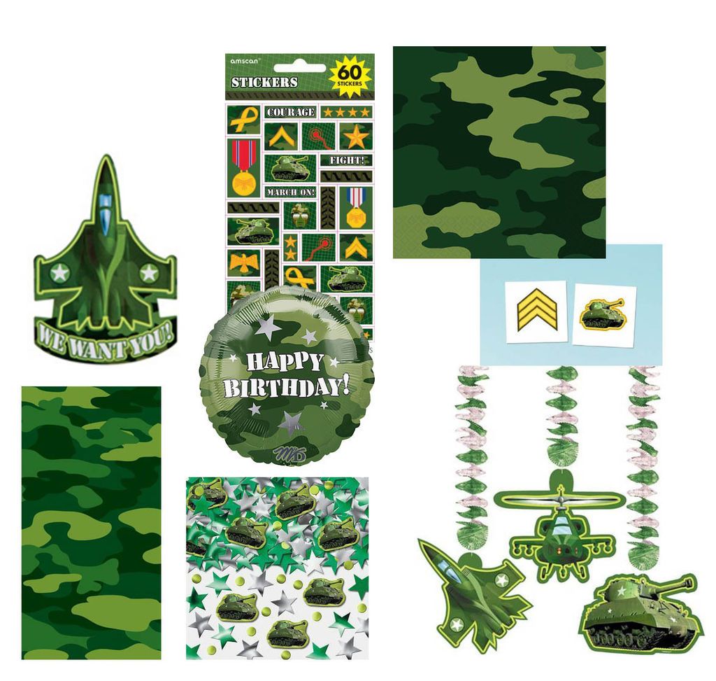 Camo Camouflage Birthday Party Supplies Army Military Balloon Tank