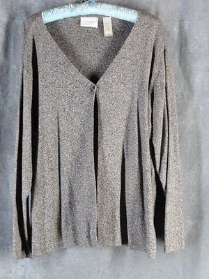 Liz Claiborne 12 Petite Long Sleeve Salt Pepper Cardigan M Skirt