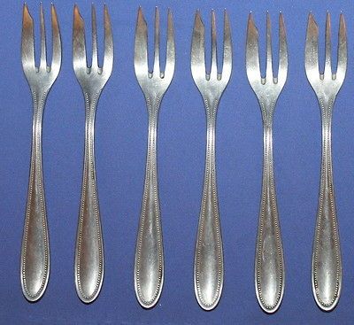 VINTAGE SET 6 GERMAN WELLNER ALPACCA DESSERT COCKTAIL FORKS