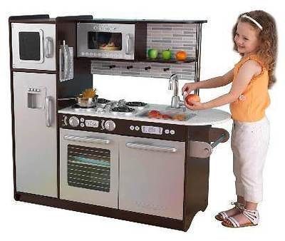 KidKraft Uptown Espresso Pretend Play Kids Wooden Kitchen NEW